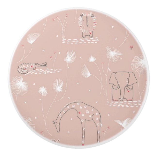 Muster, das niedliche Babydschungeltiere anzeigt Keramikknauf (Vorderseite)