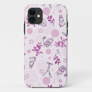Muster, das Vintage Babytiere anzeigt iPhone 11 Hülle
