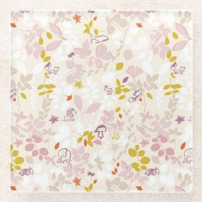 Muster, das wunderliche Tiere anzeigt Glasuntersetzer (Vorderseite)