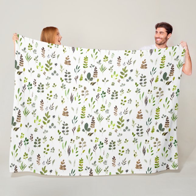 Muster der Aquarellfarben Eukalyptus-Blätter Fleecedecke (Beispiel)