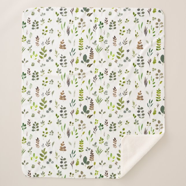 Muster der Aquarellfarben Eukalyptus-Blätter Sherpadecke (Vorderseite)