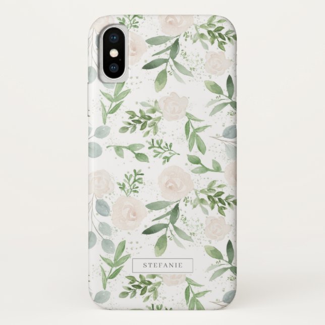 Muster der Aquarellwiesen und der weißen Blume Case-Mate iPhone Hülle (Rückseite)