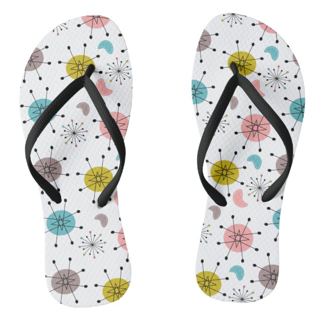 Muster der atomaren Retro-Sternexplosion Flip Flops (Fußbett)