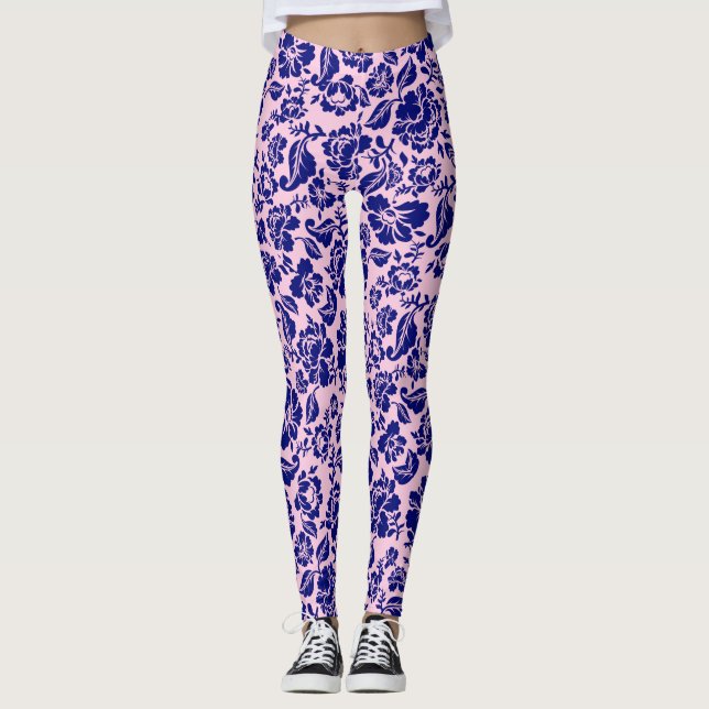 Muster der Blätter.13.bw Lpink BG Leggings (Vorderseite)