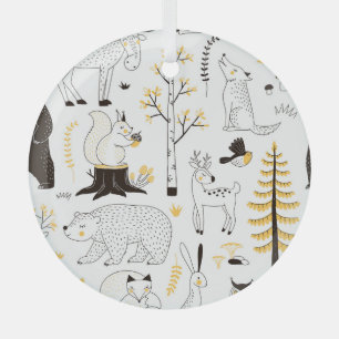 Muster der Blätter für Herbst-Waldbaumen Ornament Aus Glas