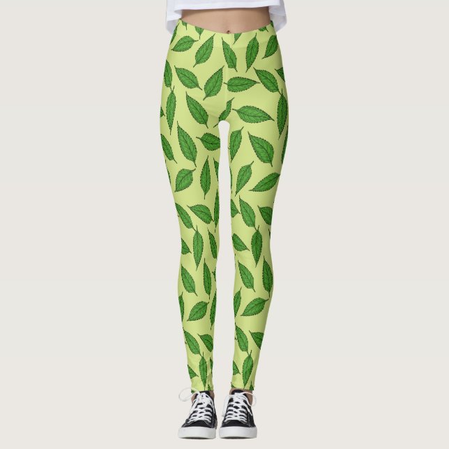 Muster der Blätter, Leaf-Muster, Frühjahrsvorschau Leggings (Vorderseite)
