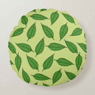 Muster der Blätter, Leaf-Muster, Frühjahrsvorschau Rundes Kissen