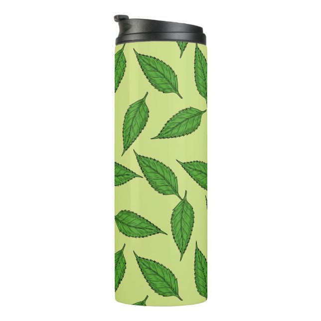 Muster der Blätter, Leaf-Muster, Frühjahrsvorschau Thermosbecher (Nach rechts gedreht)
