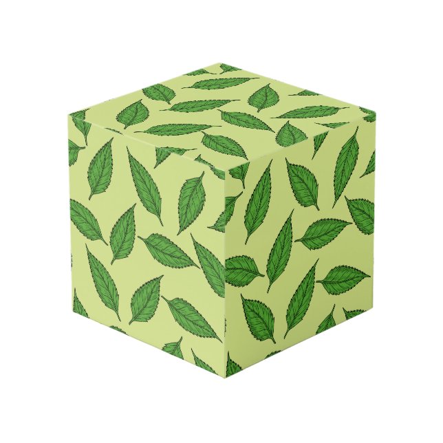 Muster der Blätter, Leaf-Muster, Frühjahrsvorschau Würfel (Vorderseite Schrägansicht)