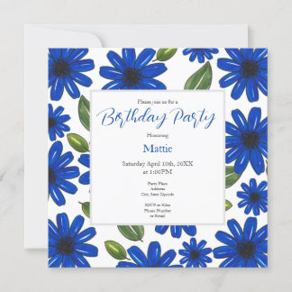 Muster der blauen Blume Einladung