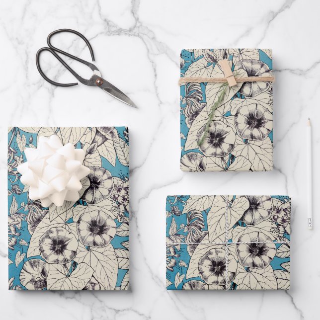 Muster der blauen Blume Geschenkpapier Set (Vorderseite)