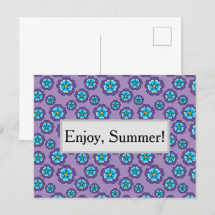 Muster der Blauen Blumen für Violet Feiertagspostkarte