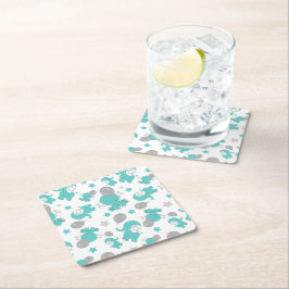 Muster der blauen Elefanten, Niedliche Elefanten,  Rechteckiger Pappuntersetzer