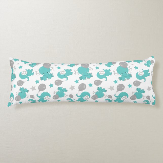 Muster der blauen Elefanten, Niedliche Elefanten,  Seitenschläferkissen (Vorderseite)
