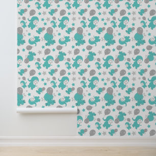 Muster der blauen Elefanten, Niedliche Elefanten,  Tapete