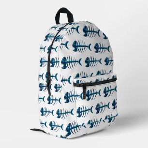 Muster der Blauen Fischknochen Bedruckter Rucksack