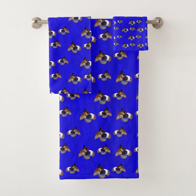 Muster der blauen Guinea Badhandtuch Set (Insitu)