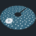Muster der Blauen Pine-Trees für die benutzerdefin Polyester Weihnachtsbaumdecke<br><div class="desc">Blue Pine Trees Muster Custom Family Monogram Weihnachtsdesign.</div>