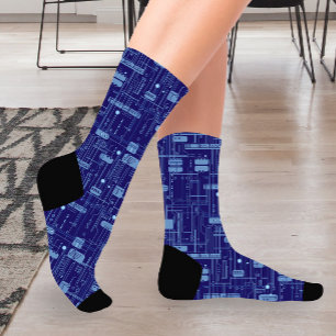 Muster der Blue Circuit-Karte Socken