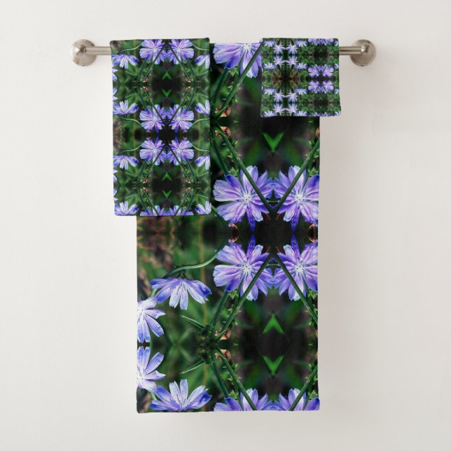 Muster der Blue Wild Chicory Blume Badhandtuch Set (Insitu)