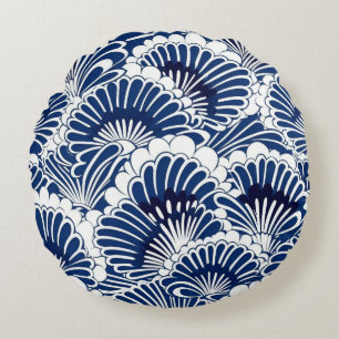 Muster der Blume Blau und Weiß Rundes Kissen