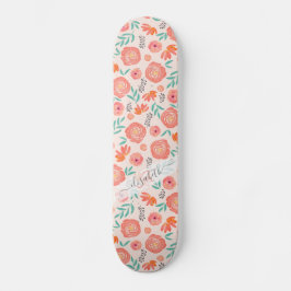 Muster der Blume Coral Pink Skateboard