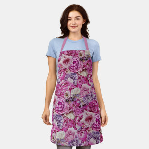 Muster der Blume der rosa weißen Lavendel-Rose Schürze