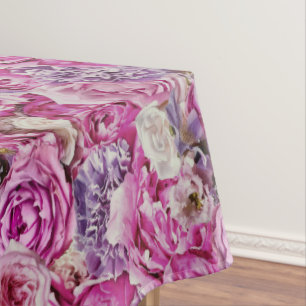 Muster der Blume der rosa weißen Lavendel-Rose Tischdecke