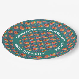 Muster der Blume der Rose gegen den mosaikischen H Pappteller