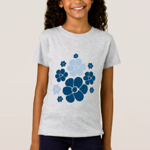 Muster der Blume - Dunkelblau, hellblau und cremef T-Shirt