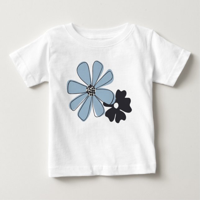 Muster der Blume für die Kontur von Retro Fun Blue Baby T-shirt (Vorderseite)