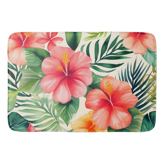 Muster der Blume für tropischen Hibiskus Badematte (Vorderseite)