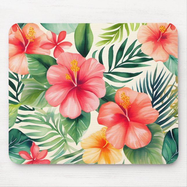Muster der Blume für tropischen Hibiskus Mousepad (Vorne)