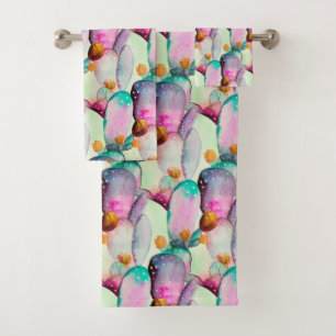 Muster der Blume für Wasserfarbenfrohe Birnen Badhandtuch Set