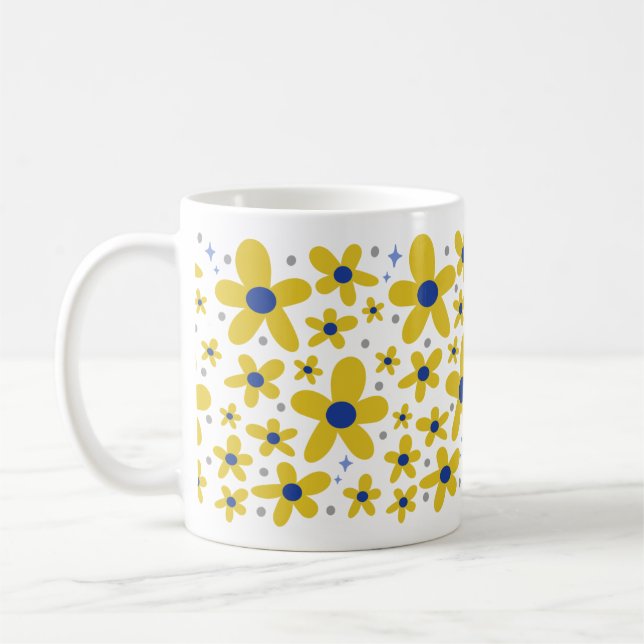 Muster der Blume Gelb & Blau Kaffeetasse (Links)