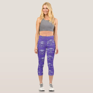 Muster der Blume Lavendel und Periwinkle Cone Capri Leggings