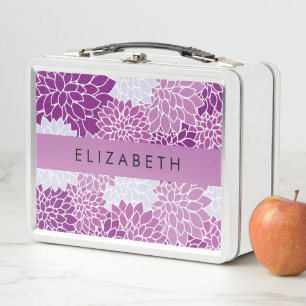 Muster der Blume, Lila Dahlia, Ihr Name Metall Brotdose