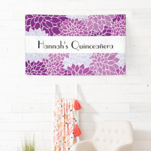 Muster der Blume, Lila Dahlia, Quinceanera Banner