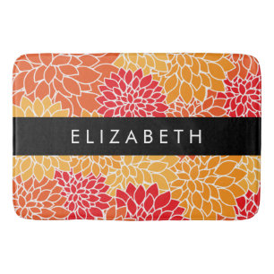 Muster der Blume, Orange Dahlia, Ihr Name Badematte