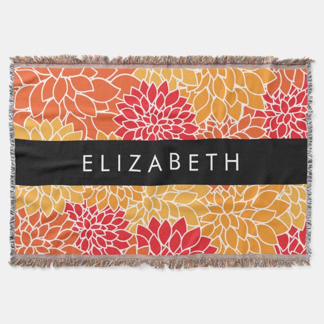 Muster der Blume, Orange Dahlia, Ihr Name Decke (Vorderseite)