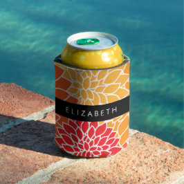 Muster der Blume, Orange Dahlia, Ihr Name Dosenkühler