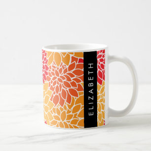 Muster der Blume, Orange Dahlia, Ihr Name Kaffeetasse