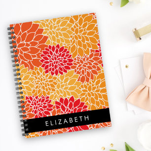 Muster der Blume, Orange Dahlia, Ihr Name Notizblock
