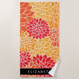 Muster der Blume, Orange Dahlia, Ihr Name Strandtuch