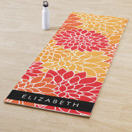 Muster der Blume, Orange Dahlia, Ihr Name Yogamatte