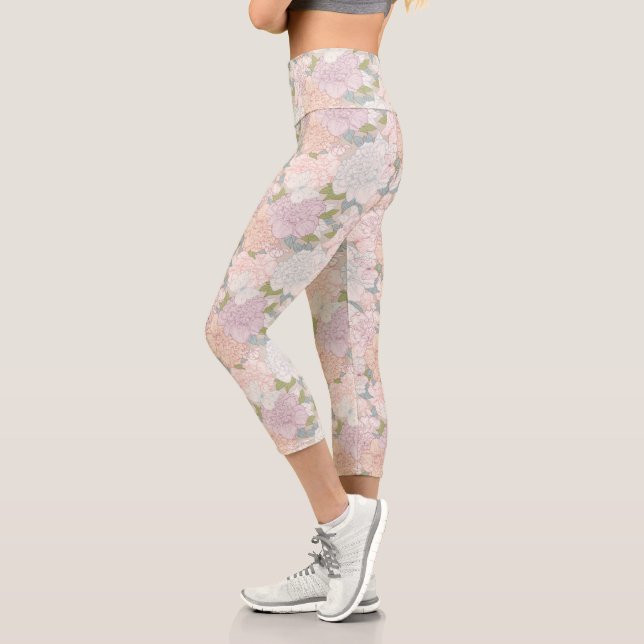Muster der Blume Pastel Peony & Butterfly Capri Leggings (Links)