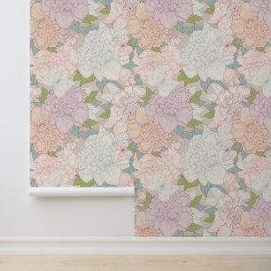 Muster der Blume Pastel Peony & Butterfly Tapete