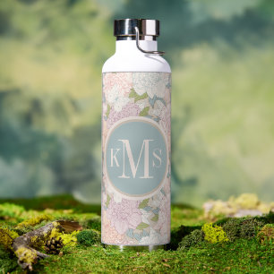 Muster der Blume Pastel Peony & Butterfly Trinkflasche