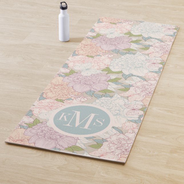 Muster der Blume Pastel Peony & Butterfly Yogamatte (Beispiel)