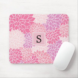 Muster der Blume, rosa Dahlia-Blume, Monogramm Mousepad